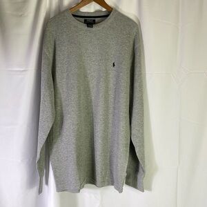 Ralph Lauren Polo, heather grey‎ long sleeve waffle knit shirt.